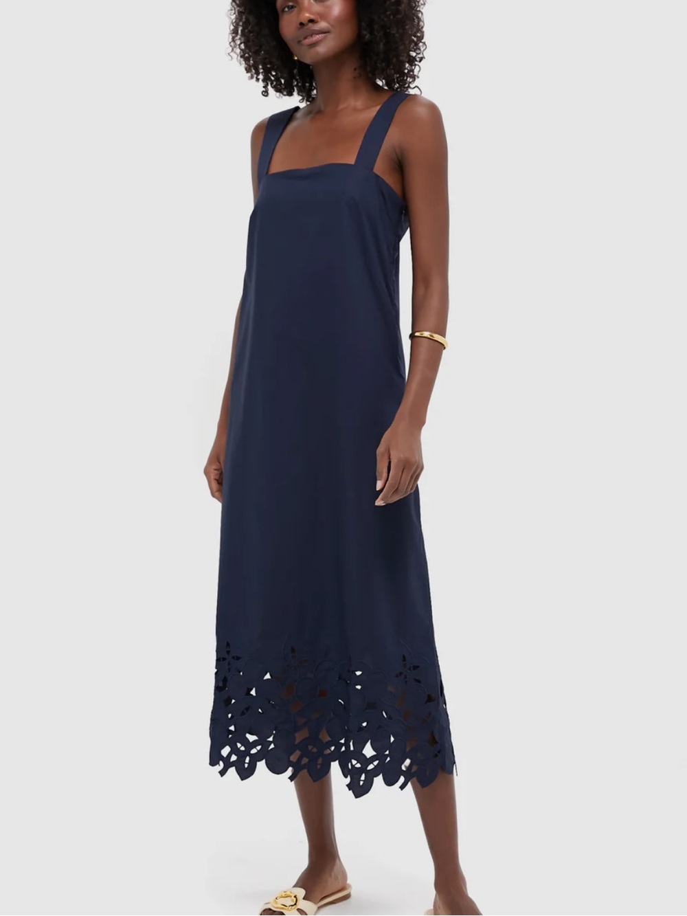 NWT TUCKERNUCK Navy Cotton Eyelet Moria Jayne Dress Navy Blue Size Small